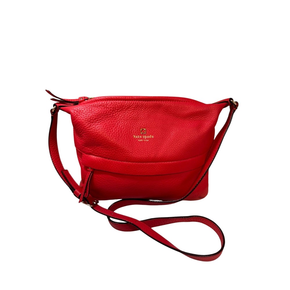 Kate Spade Starla Grant Park Crossbody Bag Geranium Red Pebbled Leather Purse